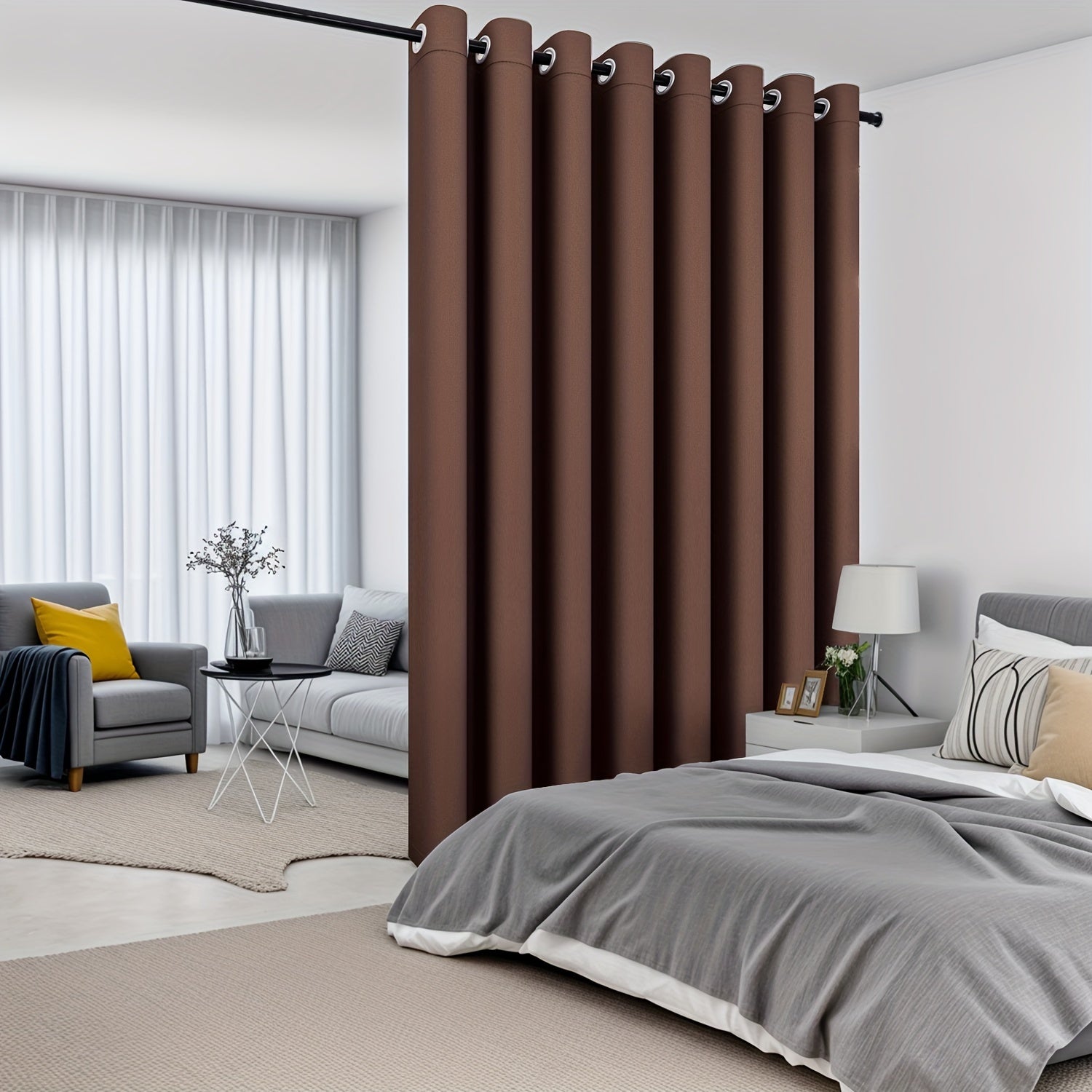 Blackout Privacy Room Divider Curtain Water-Resistant Polyester Grommet Top