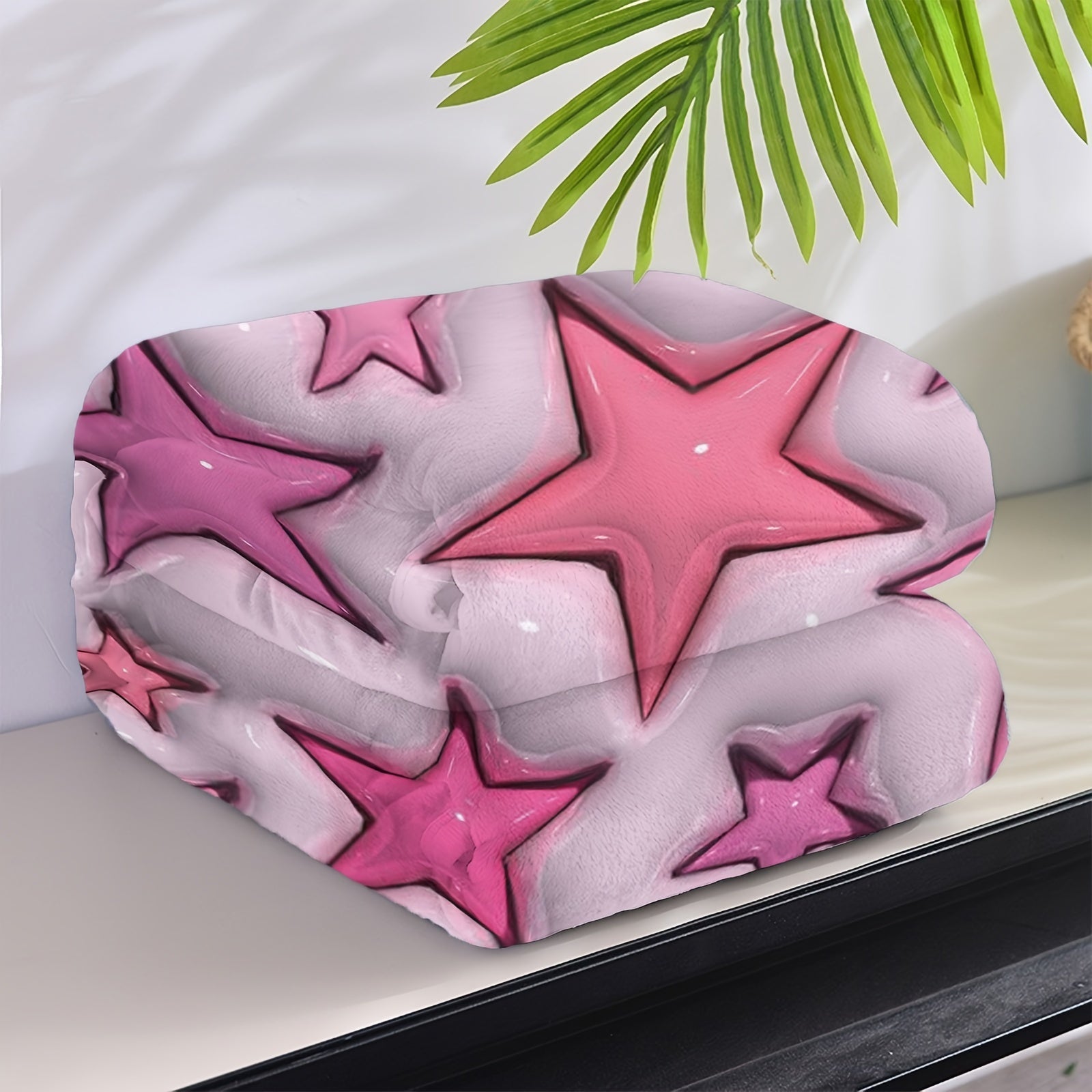 Star Pattern Flannel Throw Blanket for All Seasons Polyester Knitted Digital Print 200-250 GSM