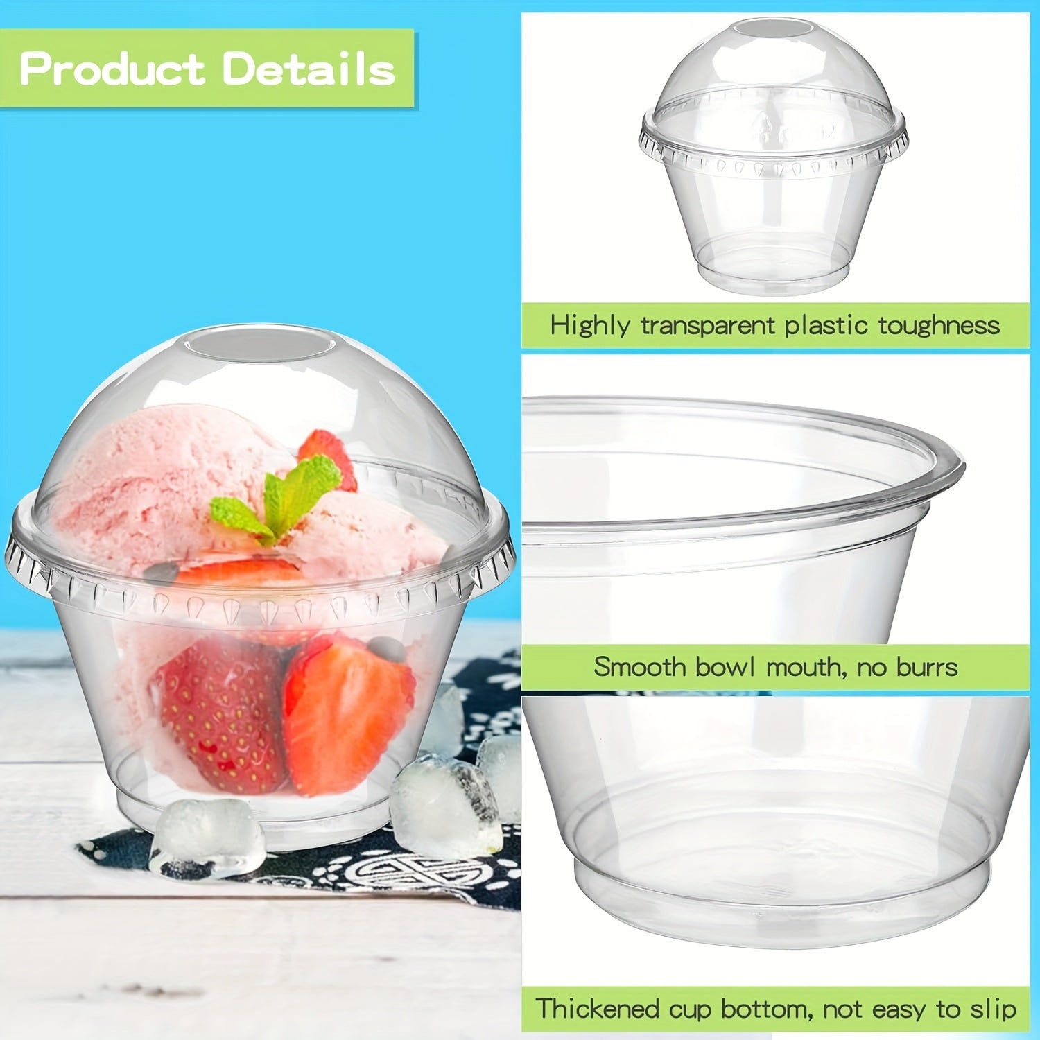 30 Clear Plastic Dessert Cups with Dome Lids for Ice Cream Pudding and Snacks Pack of 30