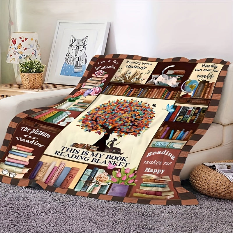 Fleece Blanket for Book Lovers Soft Warm Reading Bedtime Gift Easy to Clean