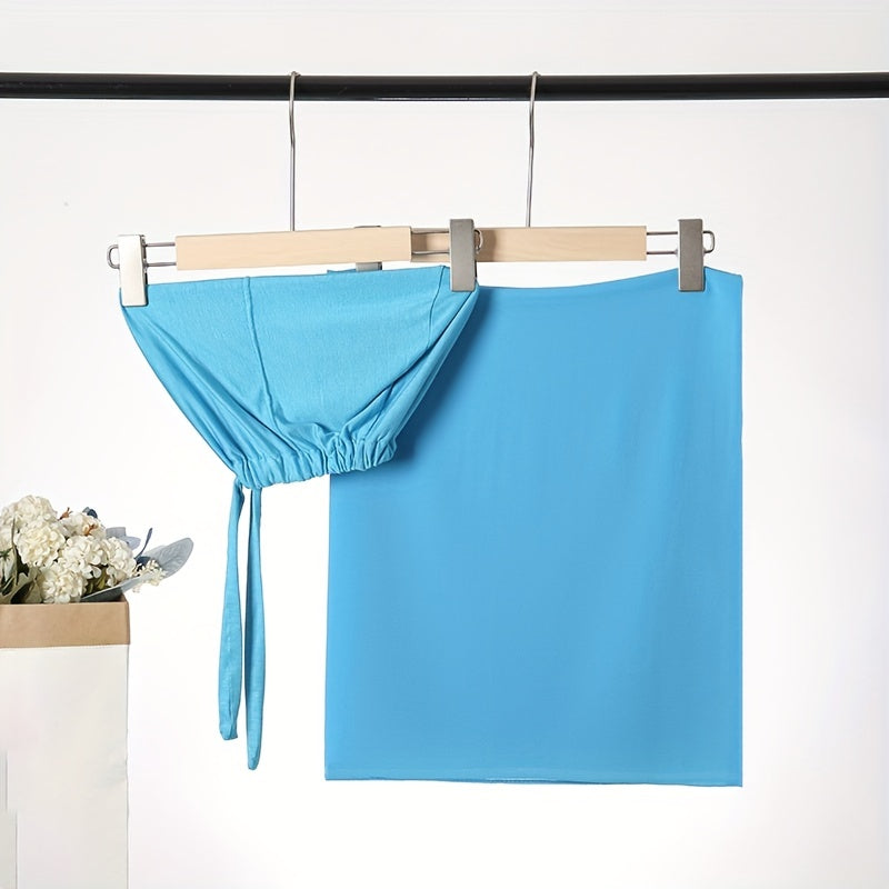 Set of Two Elastic Chiffon Undercap Scarves with Breathable Inner Hijab Cap and Sunscreen Hijab