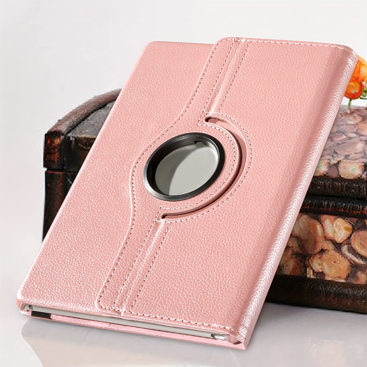 360° Rotating Lychee Pattern Tablet Case for iPad 10.2-inch 7th/8th/9th Gen Anti-Slip Magnetic Sleep Wake Multi-Angle Stand Lightweight Durable TPU