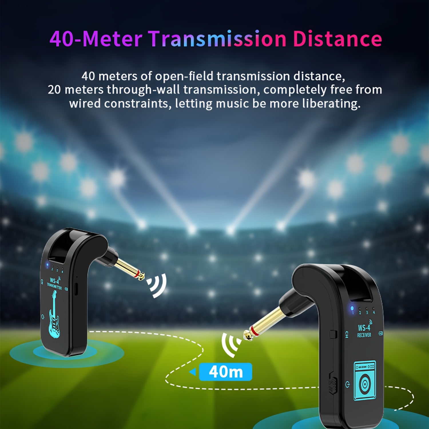 Sistema inalámbrico de transmisor y receptor para guitarra 2.4G Sistema inalámbrico con batería de litio recargable