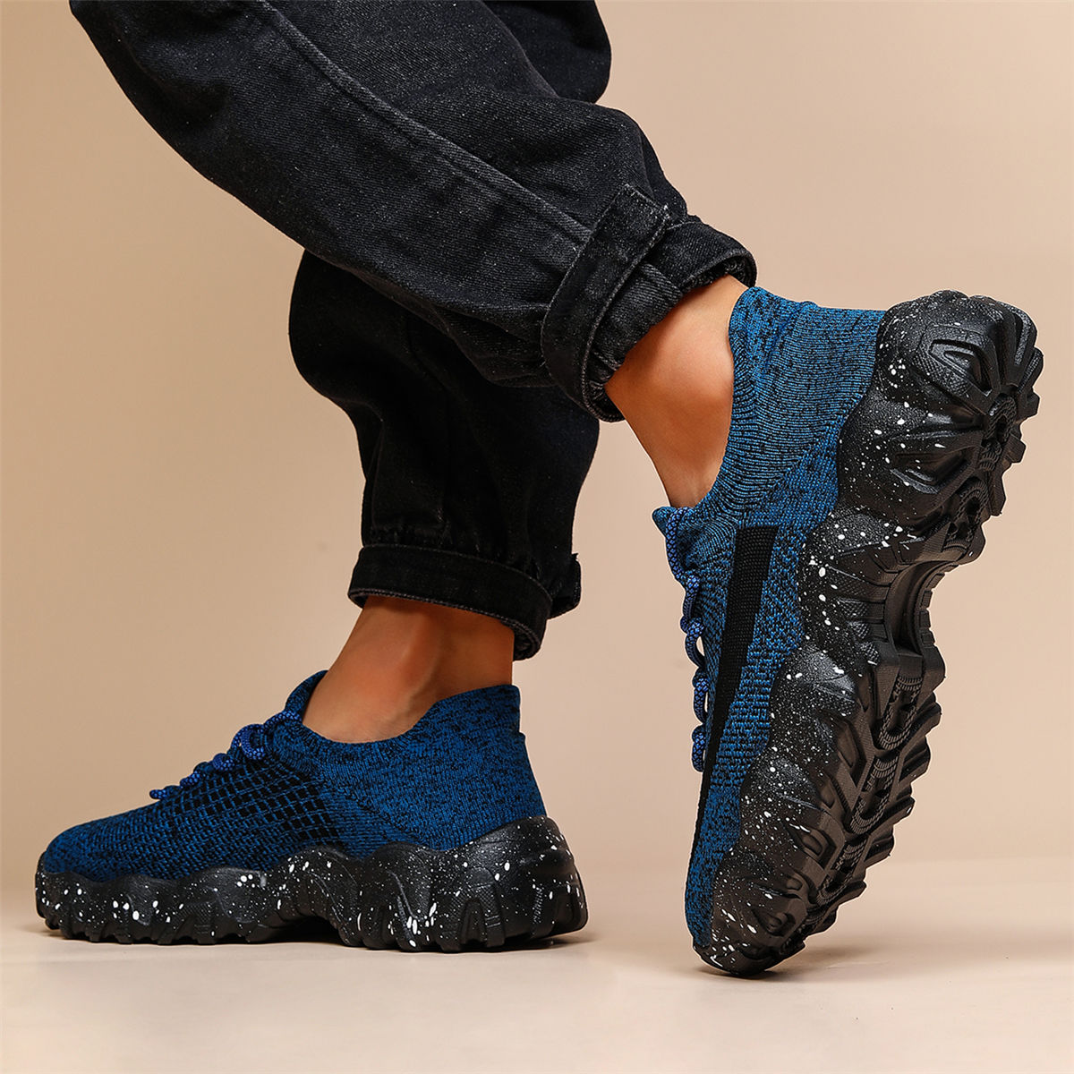 Men's Woven Fabric Sneakers Casual Sport Lace Round Toe Spring