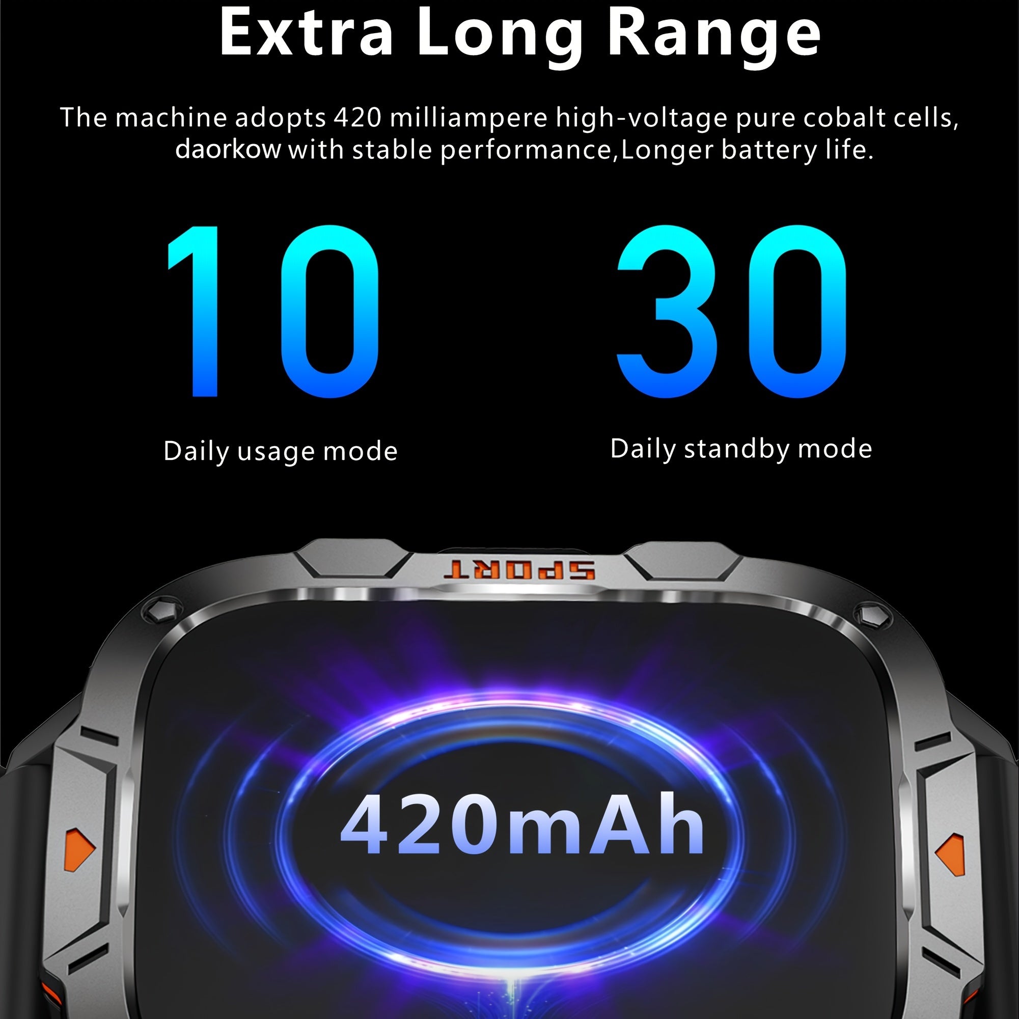 Men's Smart Watch 1.96 Inch HD Screen Waterproof IP68 Fitness Tracker with Wireless Calling and Long Battery