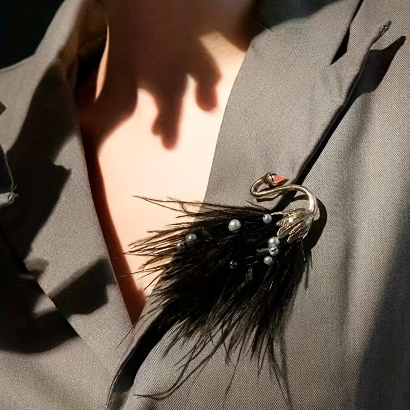 Feathered Swan Brooch Pin Vintage Style Animal Shape for Coats Sweaters