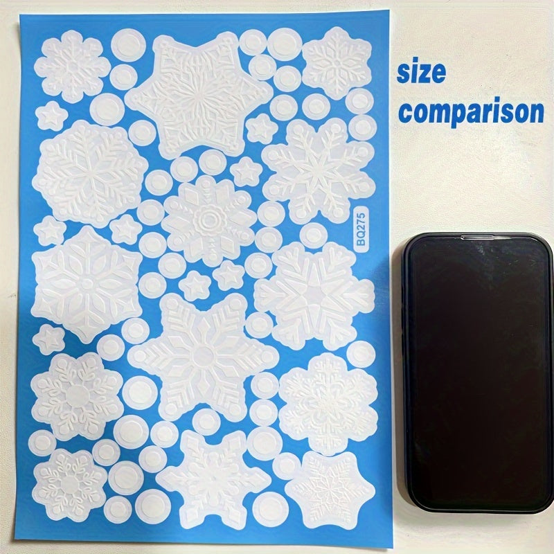 Reusable Snowflake and Polka Dot Window Cling Decal, 20.32cm x 30.48cm, Festive Holiday Decor