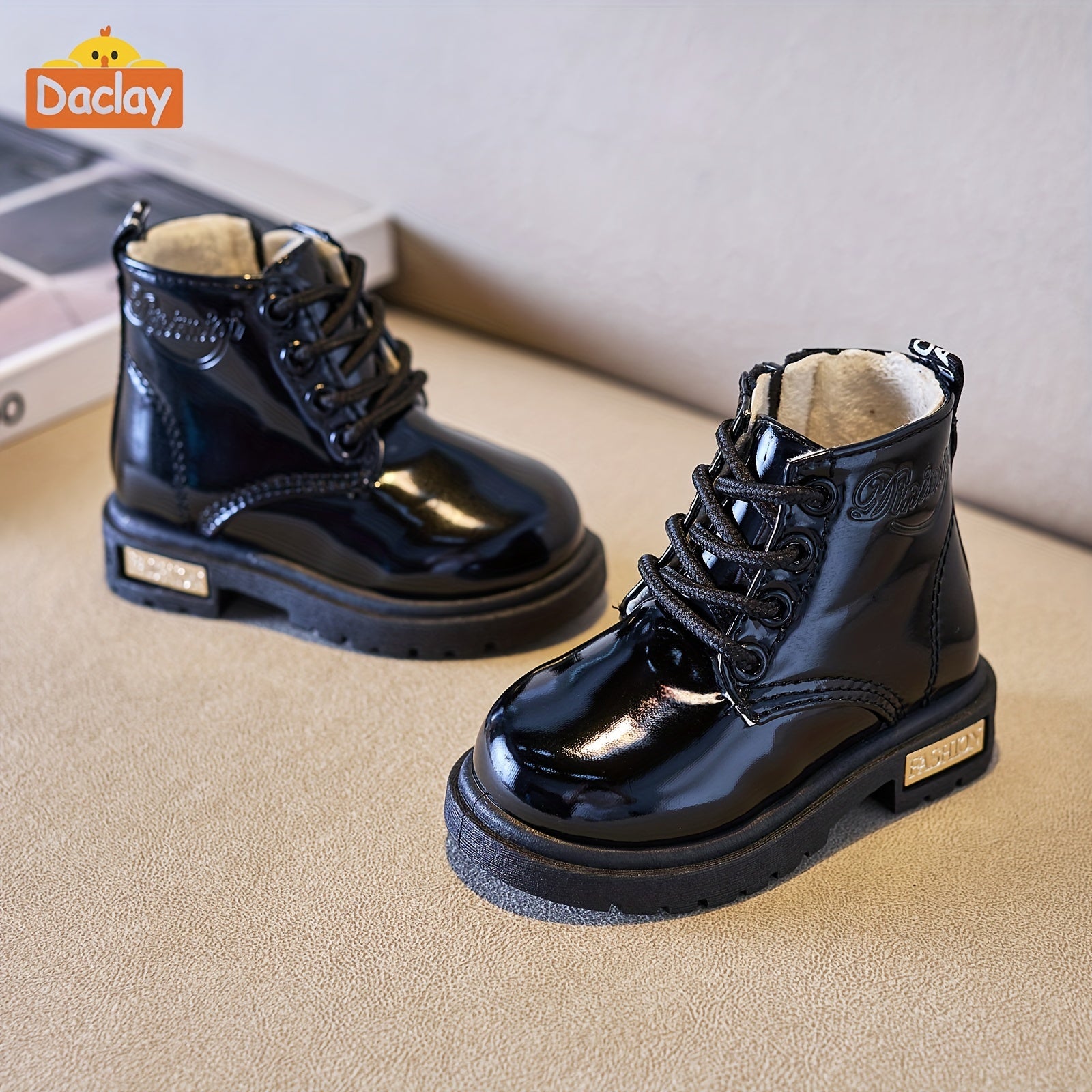 Kids Ankle High Boots Geometric Pattern All-Season Lace-Up Western Style Fabric Lining