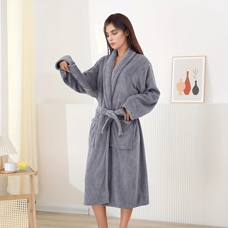Men and Women Soft Coral Velvet Bathrobe Quick Dry Breathable Non-Shedding