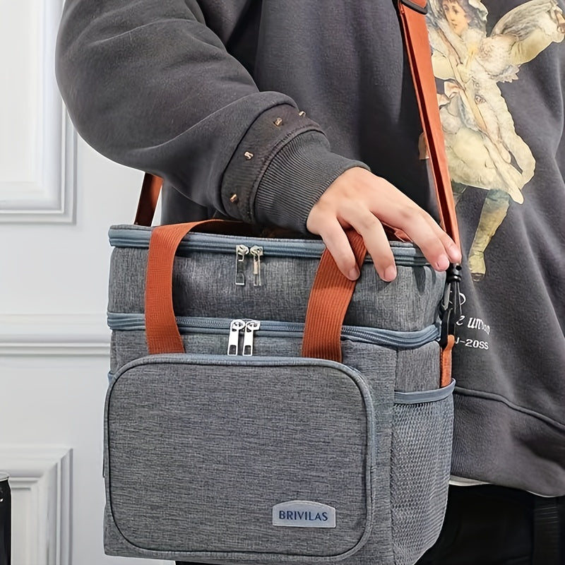 Double Layer Insulated Lunch Bag for Adults Reusable Hot Cold Food Storage Picnic Travel