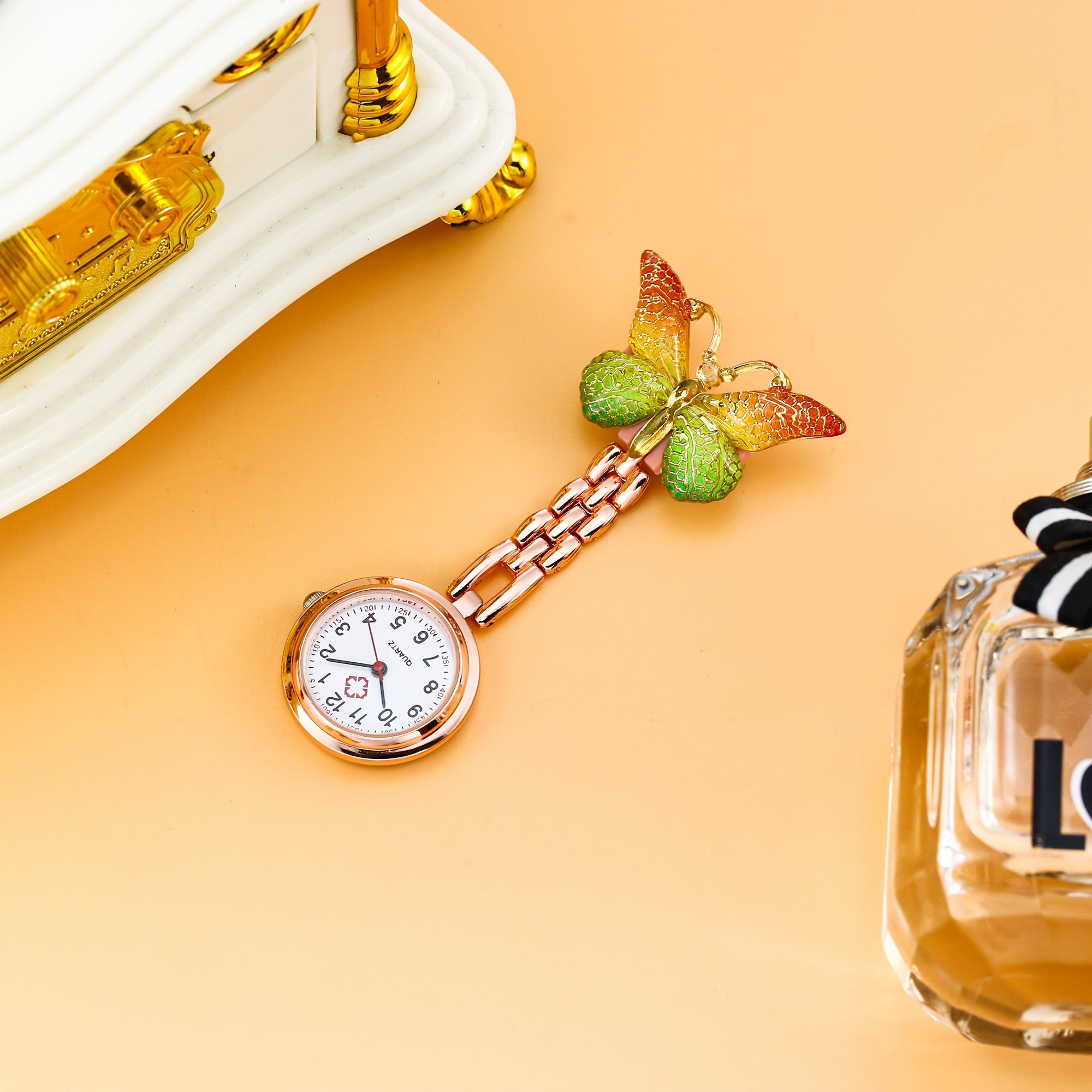 Nurse Quartz Watch Brooch Butterfly Shape Clip Medical Fob Pocket Watch