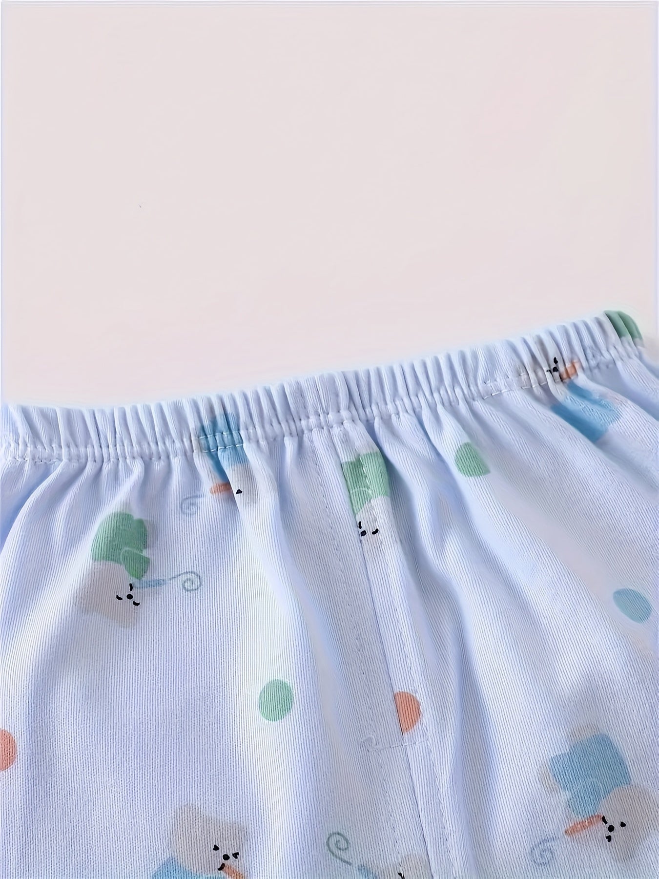 Baby Girl Cotton Clothing Set 7-Piece with Bear and Rabbit Cartoon All Over Print
