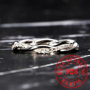 Sterling Silver Ring 925 Zirconia Crisscross Elegant Jewelry for Brides Engagements