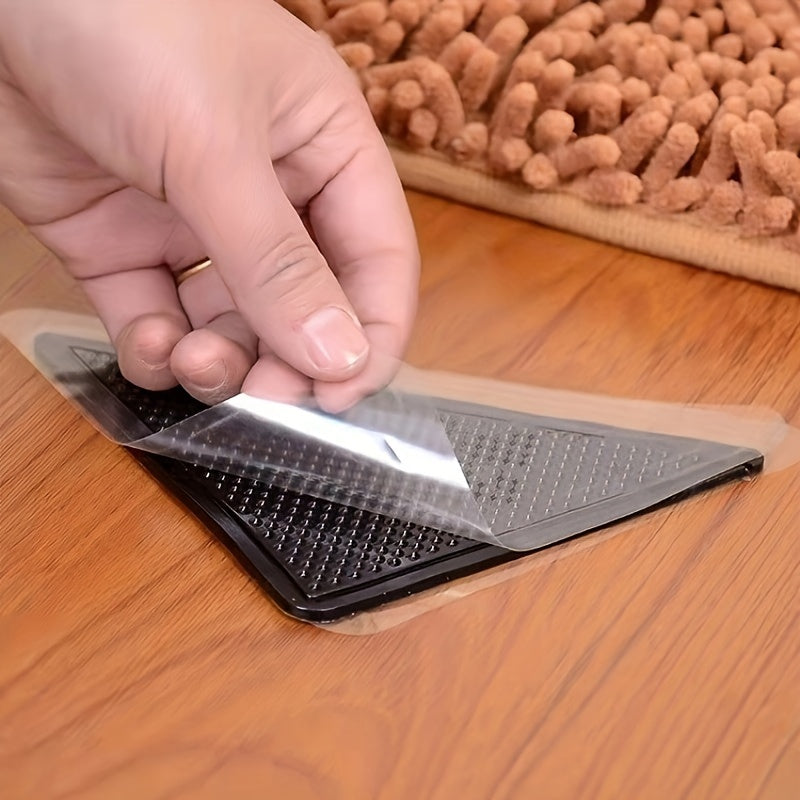 Pegatina de fijación de alfombra triangular de PU lavable para baño y hogar antideslizante para alfombra de suelo