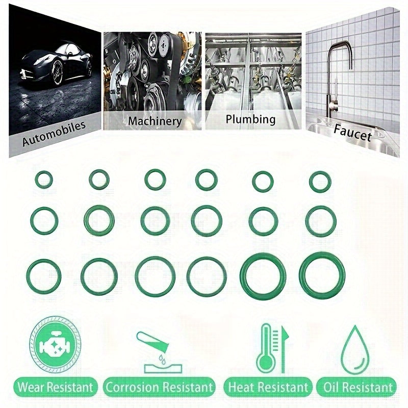 Набор из 530 резиновых уплотнительных колец 18 размеров, устойчивых к высоким температурам и давлению