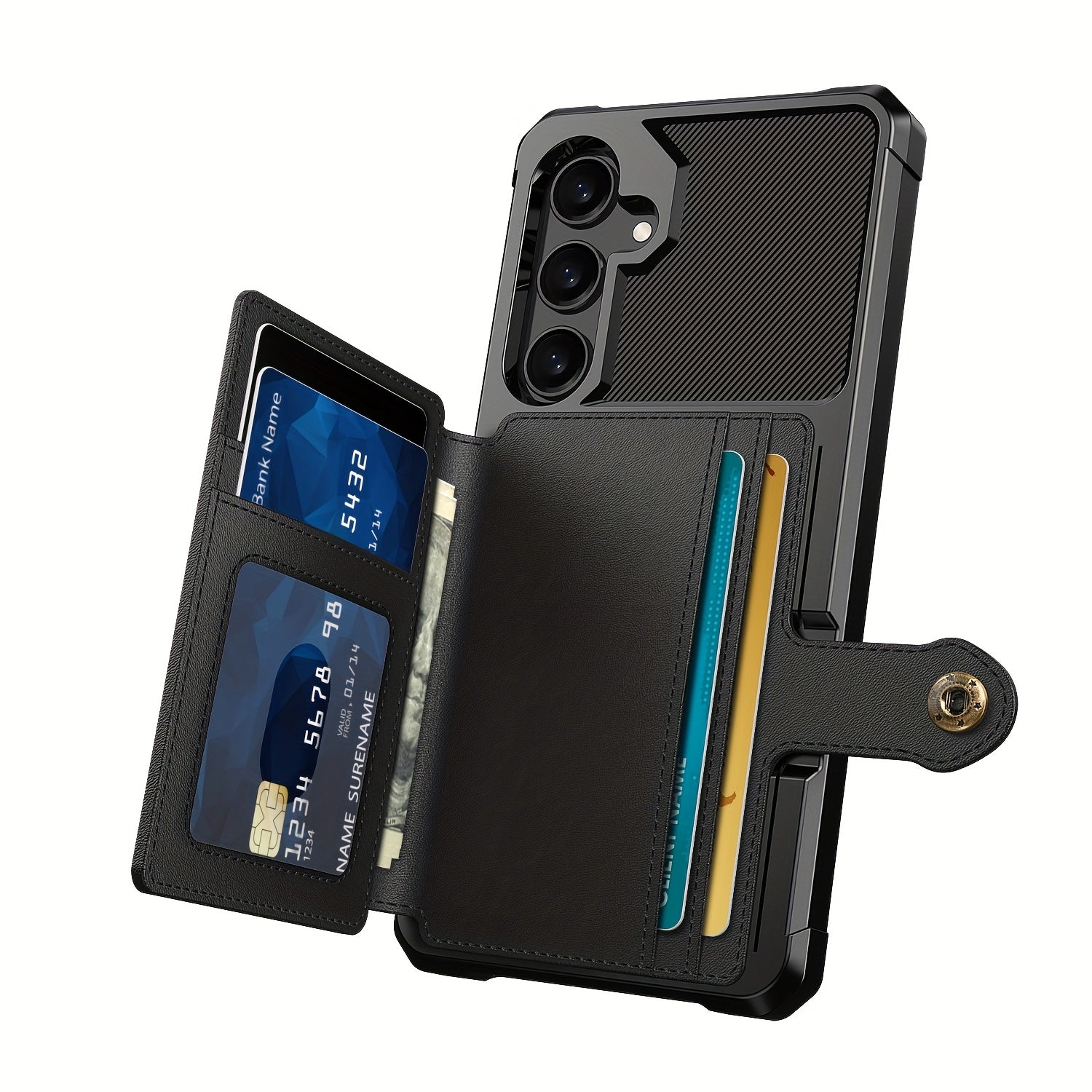 Faux Leather Card Holder Phone Case for Galaxy A55 5G A35 5G with Card Slot Shockproof Durable TPU Flip Wallet