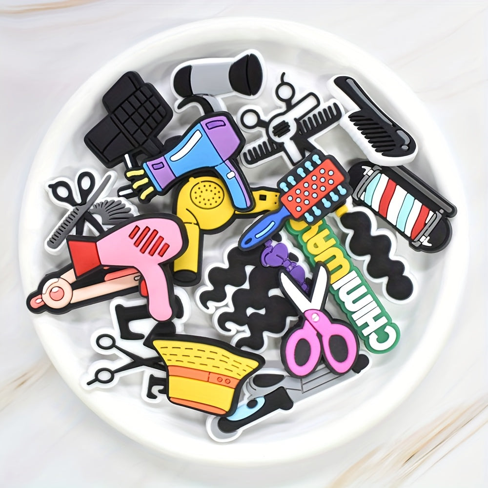 Unisex Plastic Hair Dryer Scissors Curling Iron Shoe Charms Hair Salon Accessories