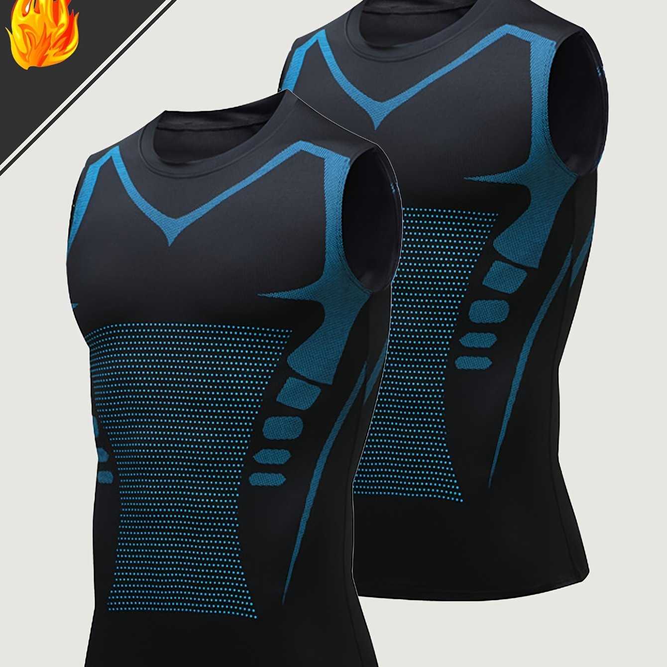 Men's Geometric Pattern Sports Vests Set of Two Quick-Dry Polyester Spandex Sleeveless Tank Tops All-Season Skinny Fit