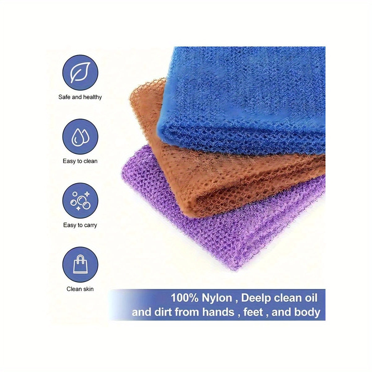 African Nylon Exfoliating Bath Towel for Dead Skin Removal Quick-Dry Lightweight Travel Bathroom
