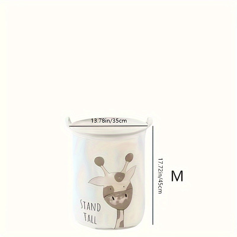 Giraffe dizayni, tutqichlari va 12-14 yoshdagi bolalar uchun ko'p maqsadli saqlash imkoniyatiga ega bo'lgan yig'iladigan mato hamper.