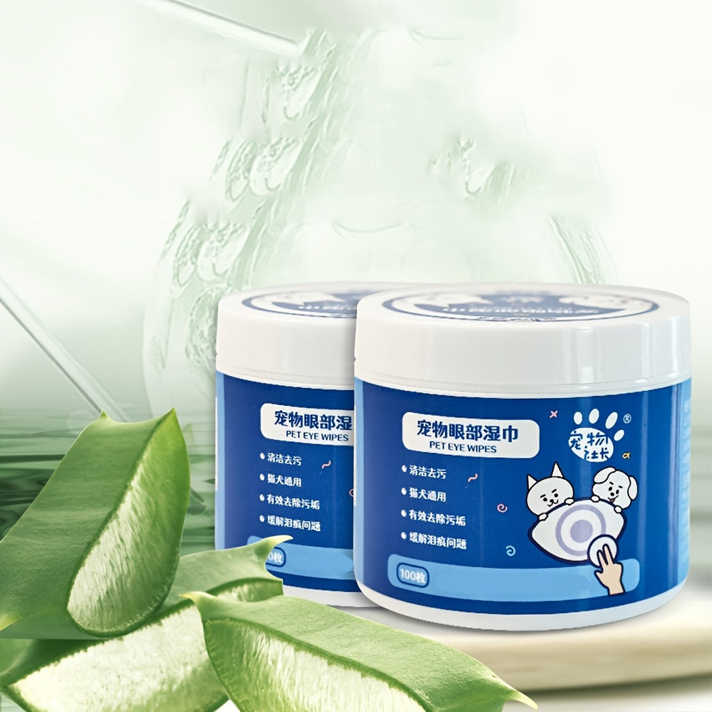 Pet Eye Cleaning Wipes for Dogs and Cats Tear Stain Remover Polyester Pack of 100