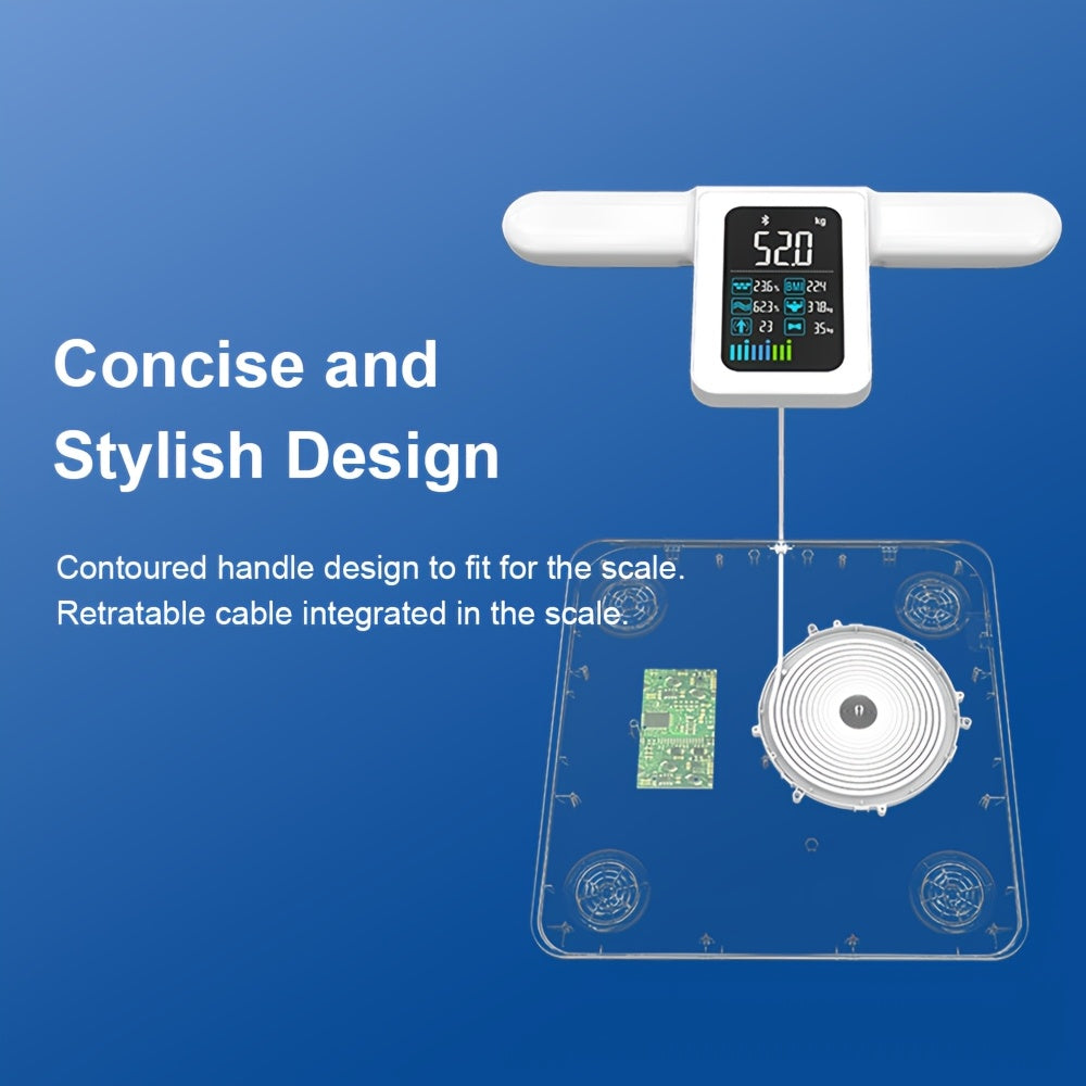 Wireless Smart Bathroom Scale 8 Electrodes TFT LCD Display USB Rechargeable