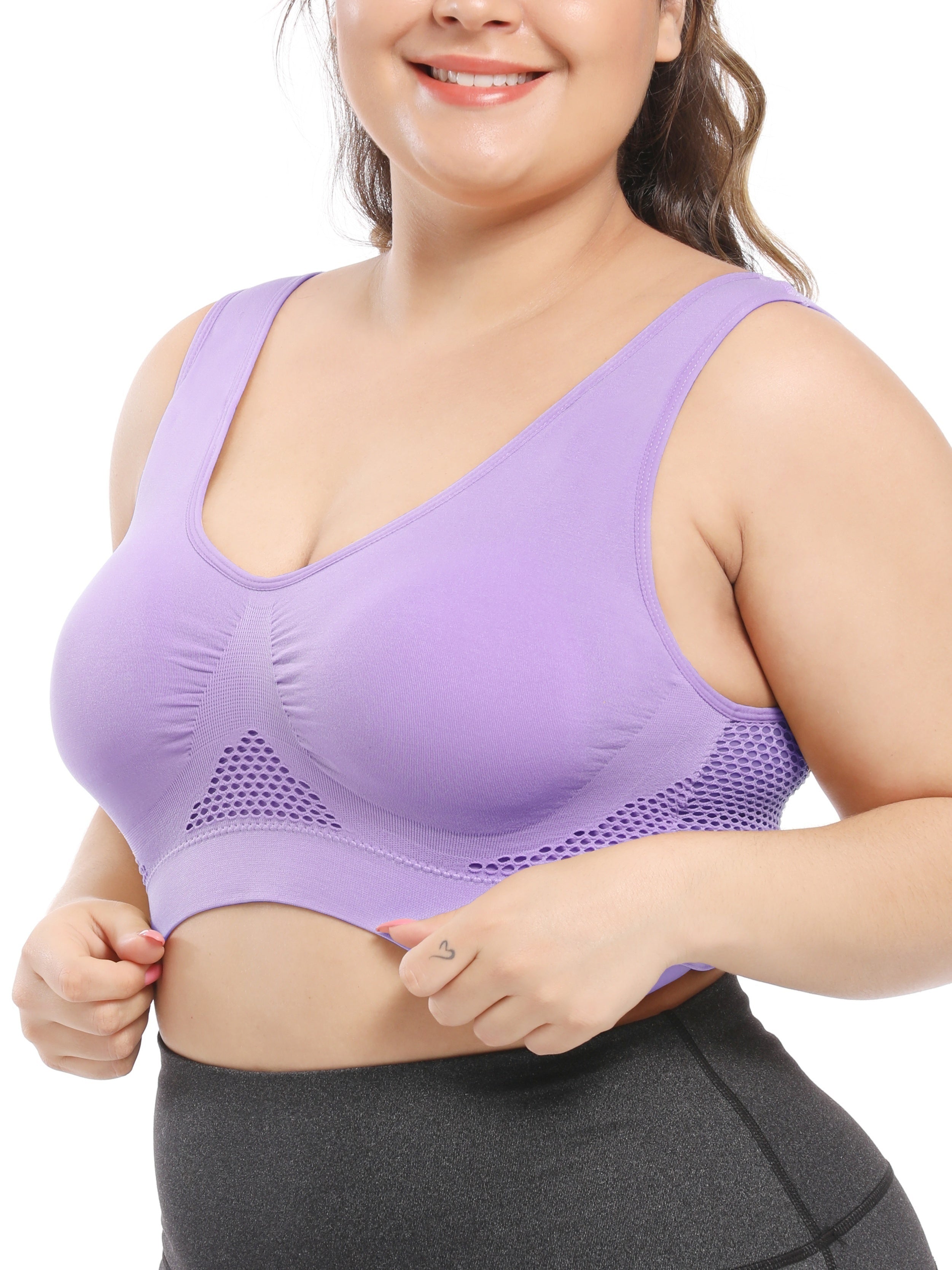Plus Size Sports Bras Pack Wireless Breathable Workout Bras for Women