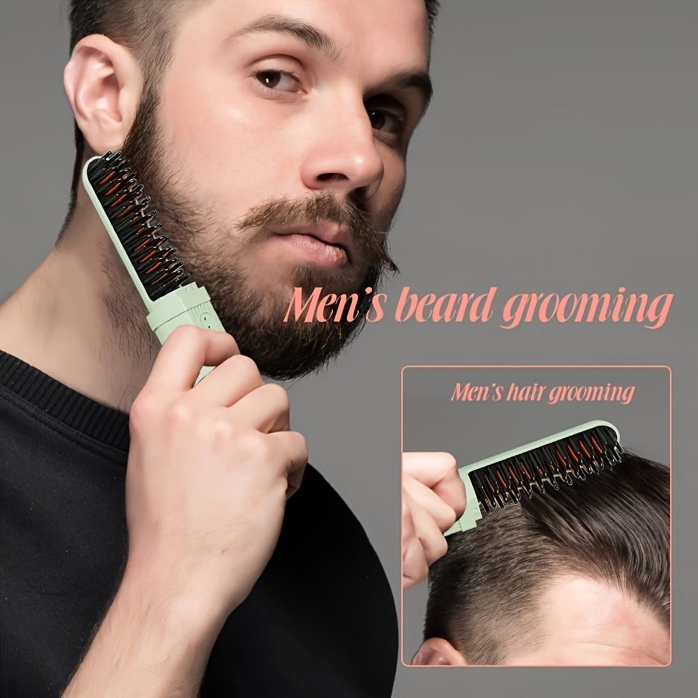 Беспроводная щетка для выпрямления волос с 3 уровнями температуры, перезаряжаемый литий-ионный аккумулятор USB-C, портативная для путешествий, двойного назначения для выпрямления и завивки