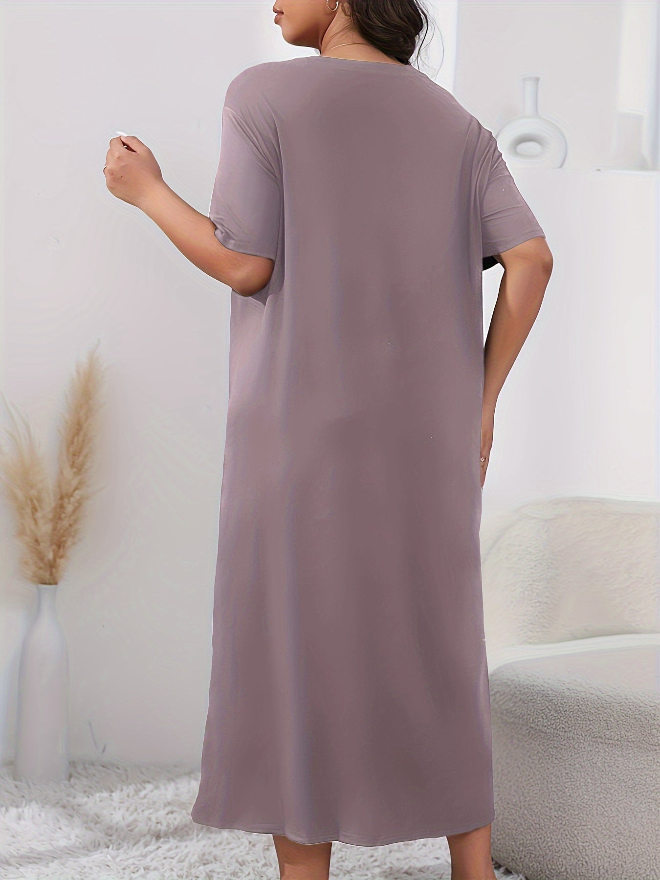 Women's Plus Size Lounge Dress Slogan Print Short Sleeve Sleepwear