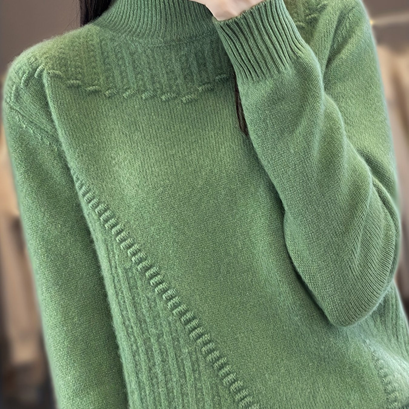 Plus Size Women's Turtleneck Sweater Black Ribbed Pullover All-Season Casual