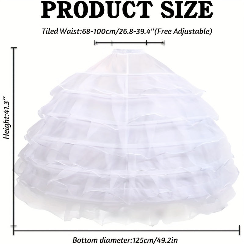 enagua de crinolina de longitud completa blanca para bodas y eventos en poliéster, enagua con aros y enagua interior