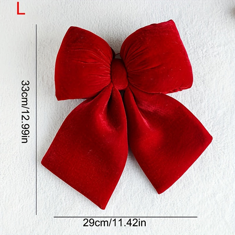 Red Velvet Bow Ornament for Holiday Decoration Christmas Thanksgiving New Year Valentine