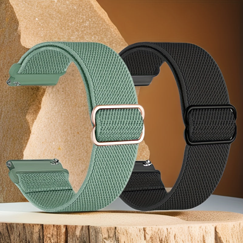 2-Pack Elastic Nylon Watch Bands for Men Women 18mm 20mm 22mm Non-Water Resistant