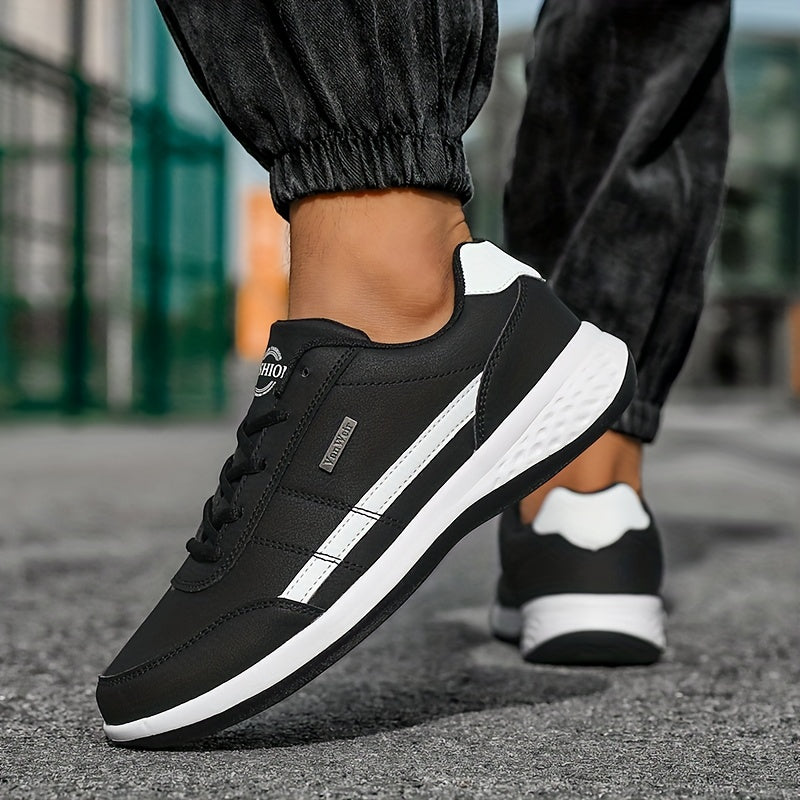 Men's Casual Striped Lace-Up Sneakers for Outdoor Walking