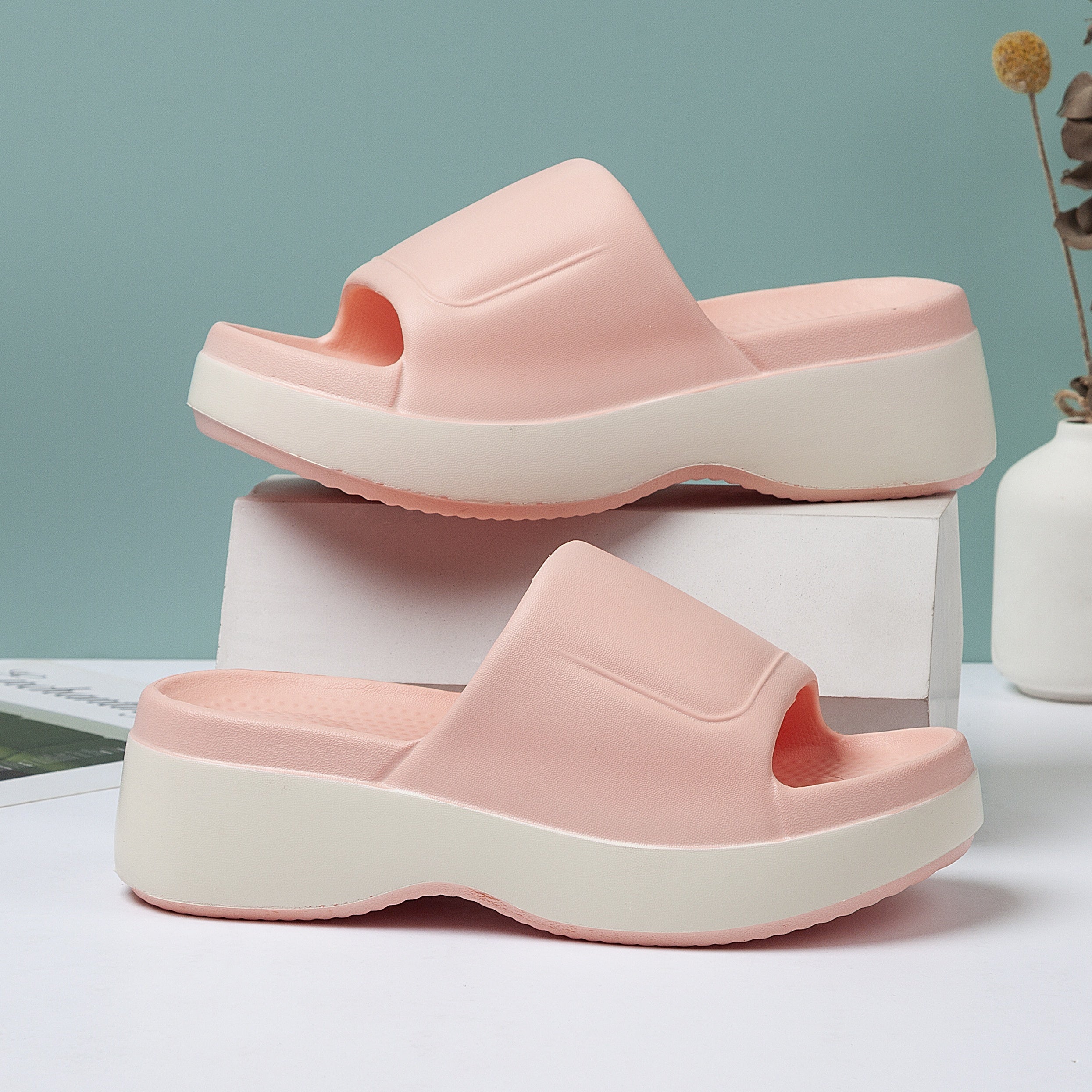 Women's EVA Geometric Double Band Mid-Heel Sandals for Summer