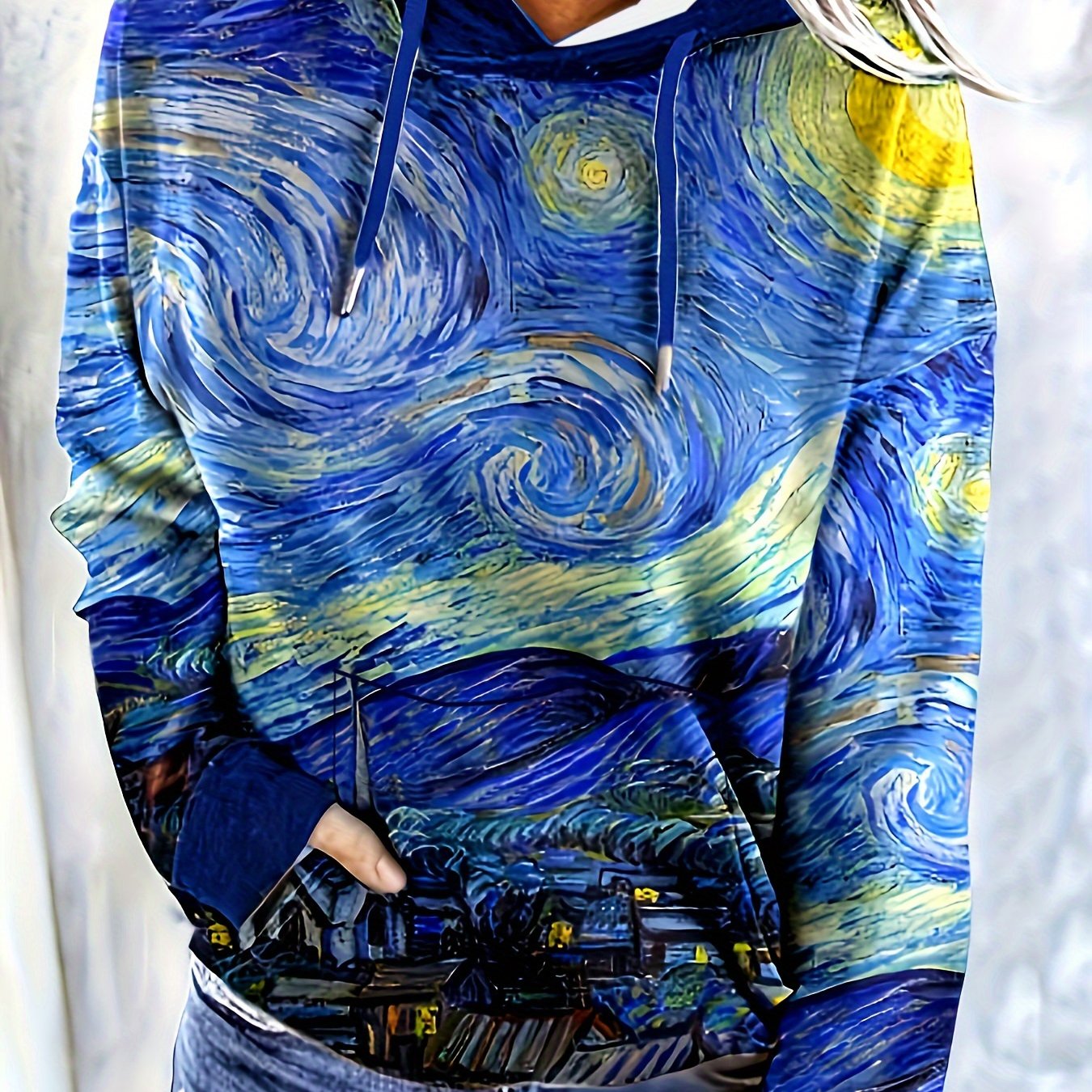 Sudadera con capucha de talla grande, casual, de manga larga y con cordón, para mujer