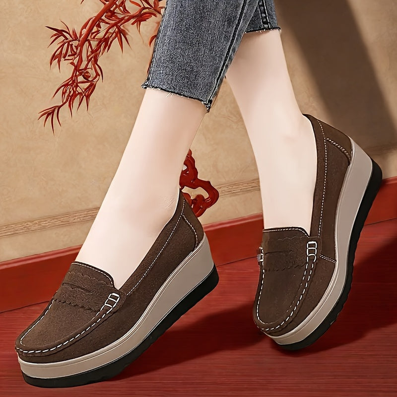 Women's Wedge Loafers Casual Slip-On Platform Shoes Comfortable