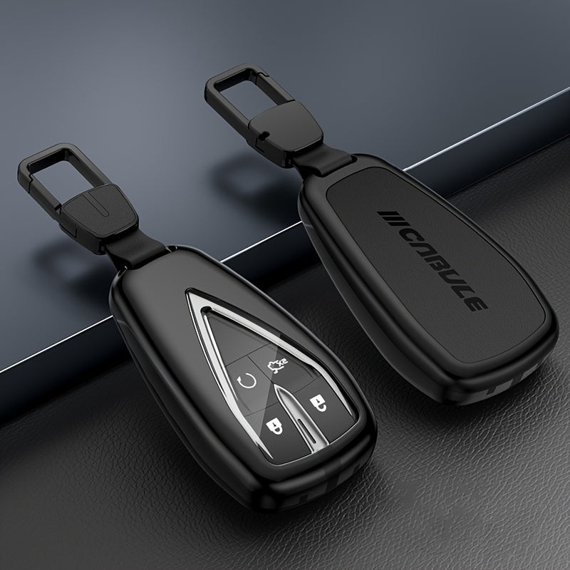 Car Key Cover Zinc Alloy Shockproof Protective Shell Dual-Tone Black Orange