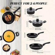 Juego de utensilios de cocina de cerámica antiadherente de 6 piezas con olla de stock, sartenes y tapas para cocinas de inducción y gas