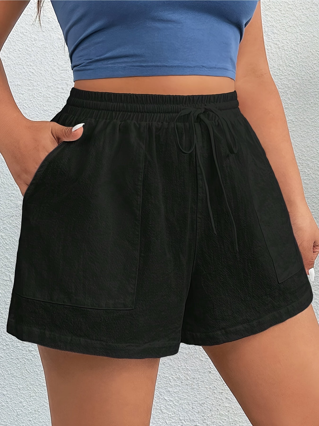 Ayollar uchun katta o'lchamli yozgi paxta chiziqli belli oddiy shortlar