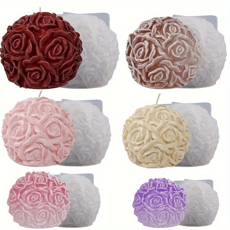 Silicone Mold for 3D Rose Ball Candles and Flower Cluster Ice Cubes Home Decor