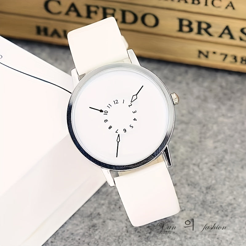Reloj de cuarzo unisex con correa de cuero, esfera redonda, reloj de pulsera analógico elegante