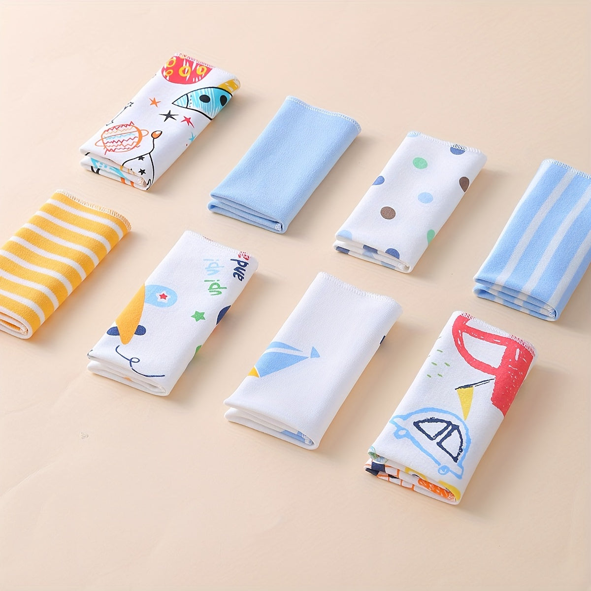 Set of 8 Soft Cotton Baby Bibs for Home Feeding Non Waterproof Multicolor