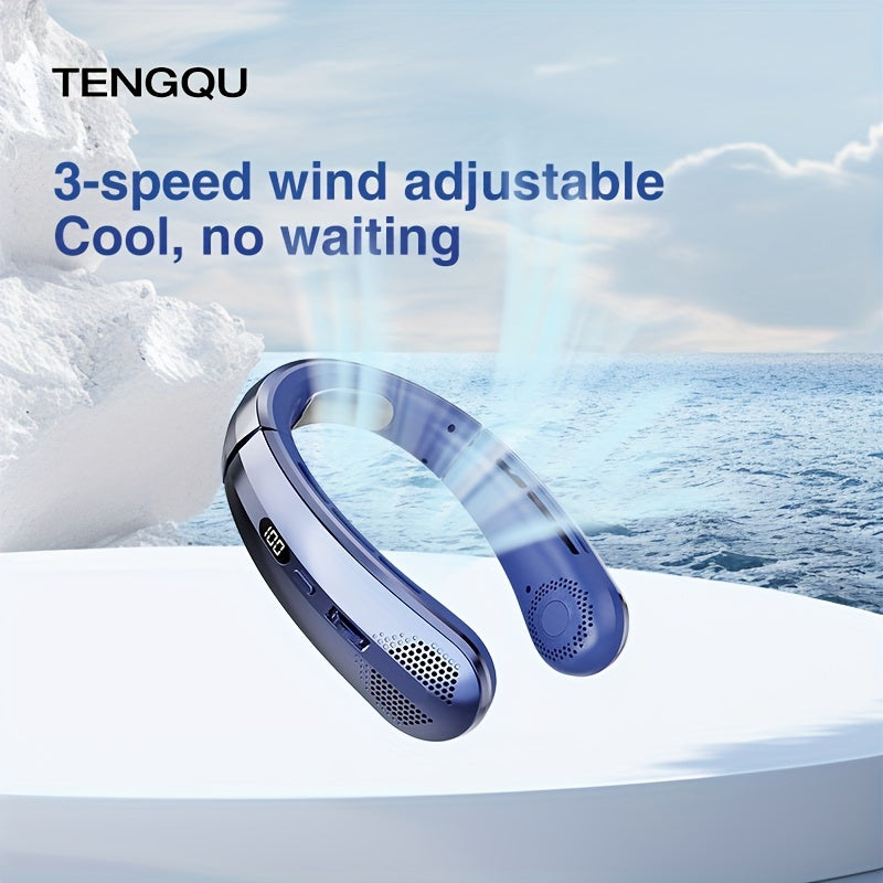 Portable Neck Fan with Adjustable Speed, USB Charging, LED Display