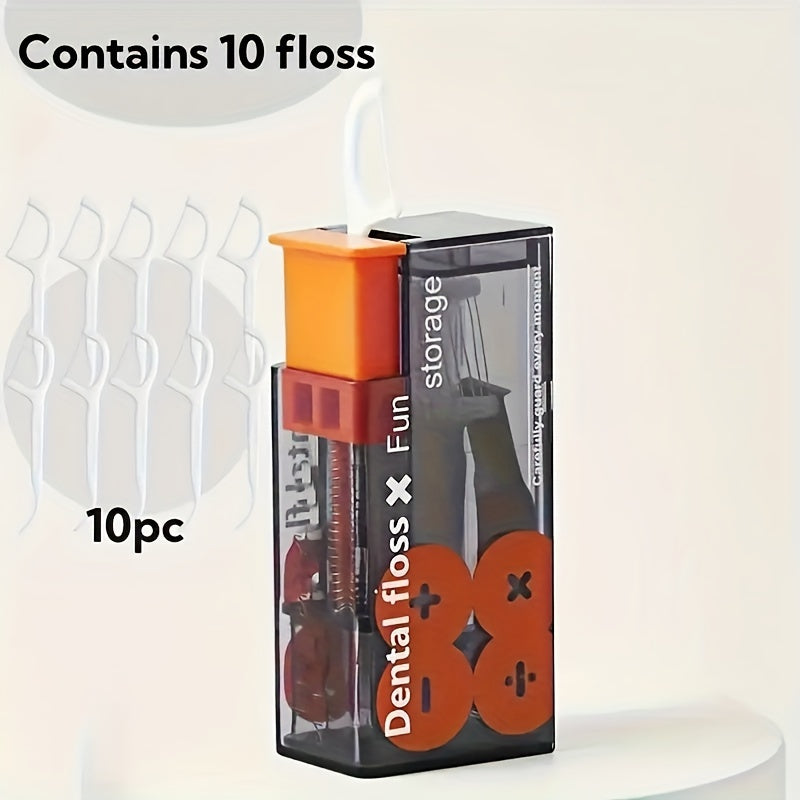 Portable Dental Floss Dispenser with Automatic Toothpick Holder Durable PE Material Stylish Lighter Design for Travel and Home