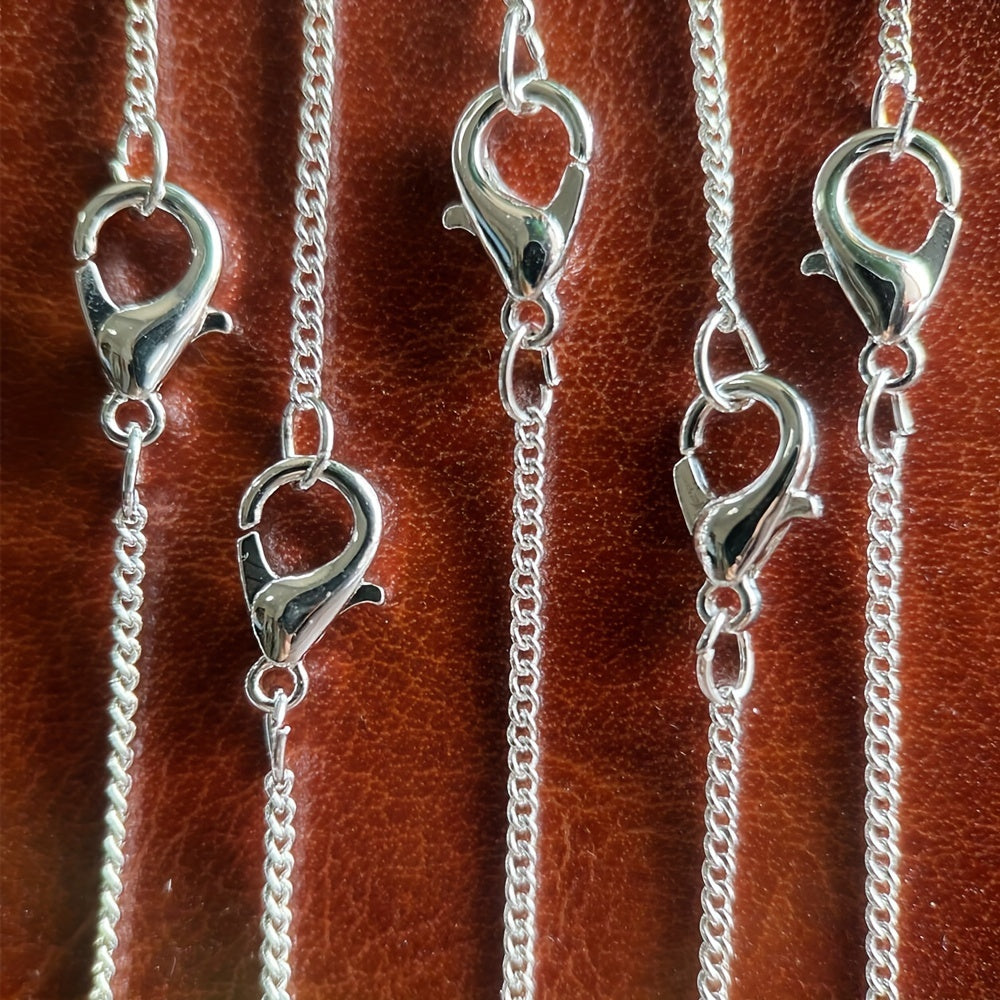 Silver Plated Link Chain Necklace Set for Jewelry Making 16-30 Inch 5 Pieces