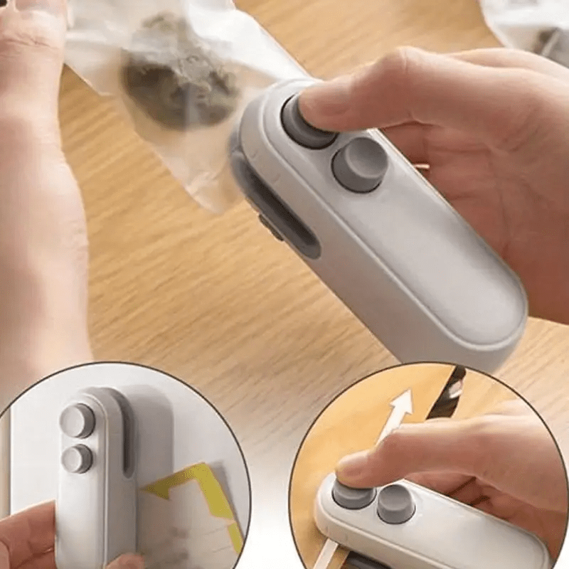 Mini Snack Bag Sealer and Cutter Portable USB Rechargeable Vacuum Sealer for Food Storage