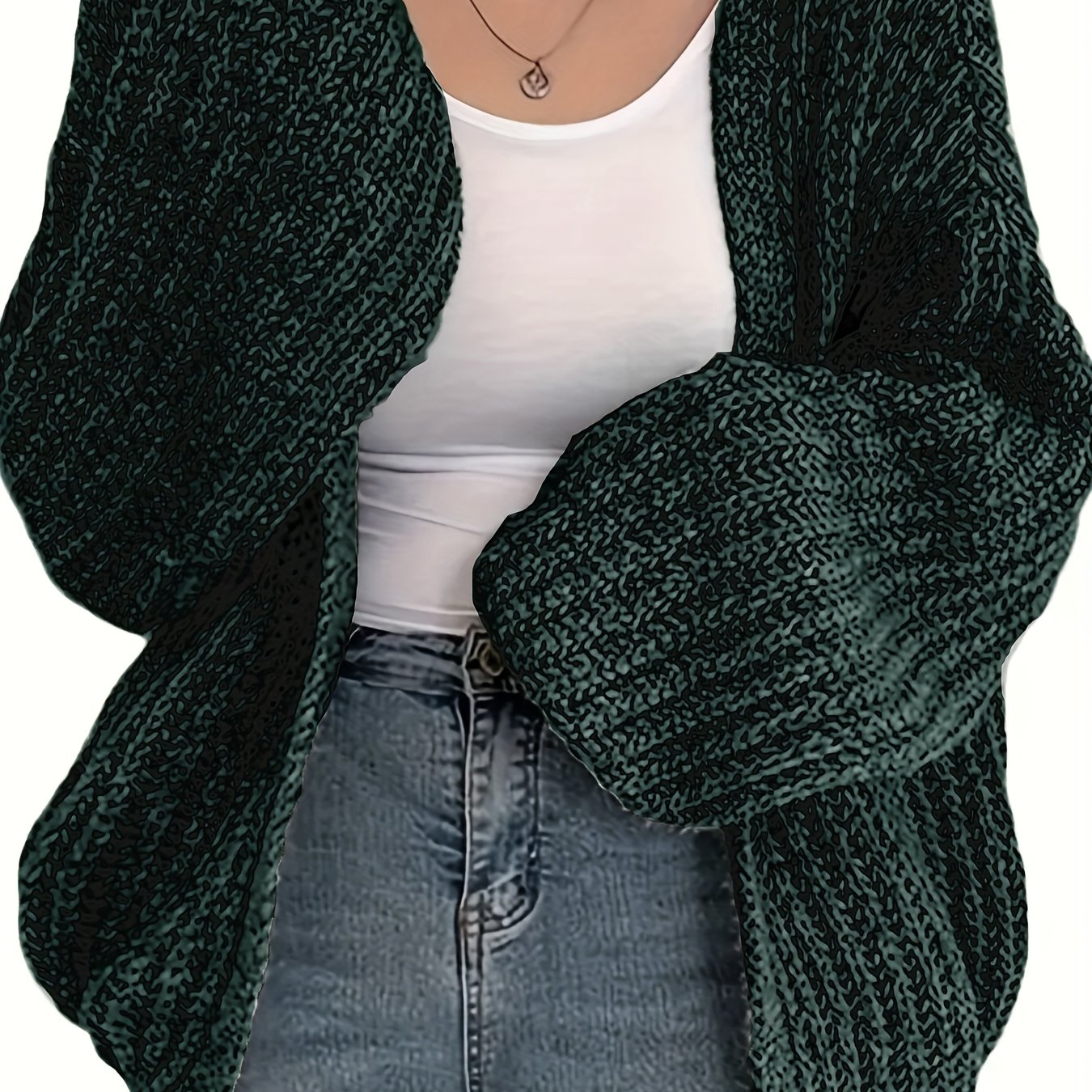 Ayollar uchun keng hajmli yengil kulrang kardigan, uzun yengli ochiq oldi sviter