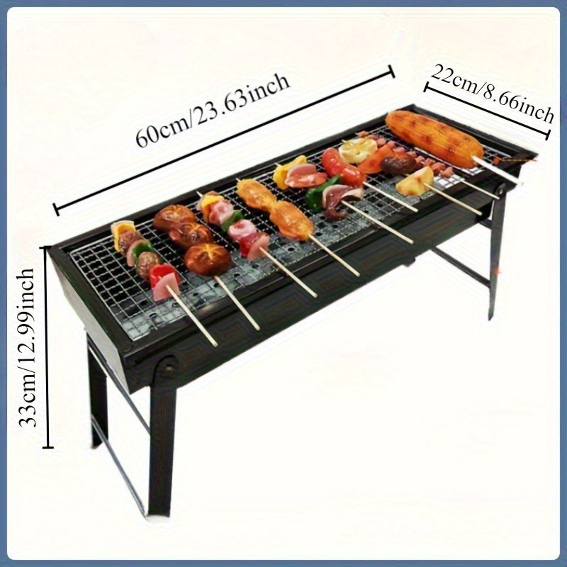 Портативный гриль-барбекю с открытым пламенем, регулируемые ножки, прочная металлическая рама для приготовления на открытом воздухе
