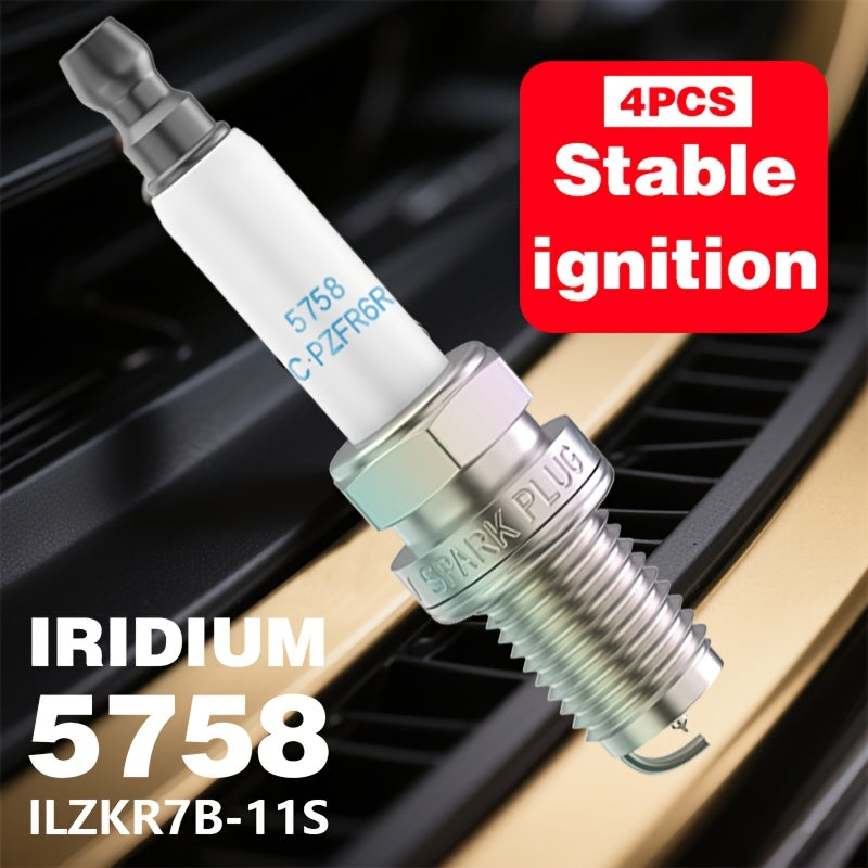 4 Pcs Iridium Spark Plugs for Car, Durable, Compatible with Multiple Models
